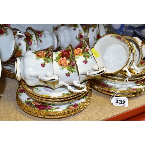 332 - A GROUP OF ROYAL ALBERT 'OLD COUNTRY ROSES' TEAWARES, comprising four dinner plates, twelve cups, tw... 