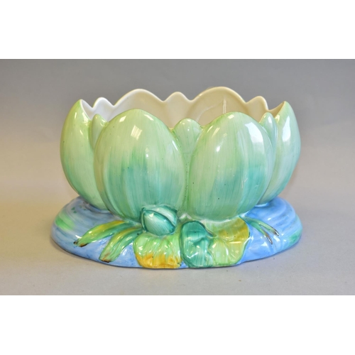 340 - A CLARICE CLIFF FOR NEWPORT POTTERY BOWL, formed as a green water lily, green backstamp and impresse... 