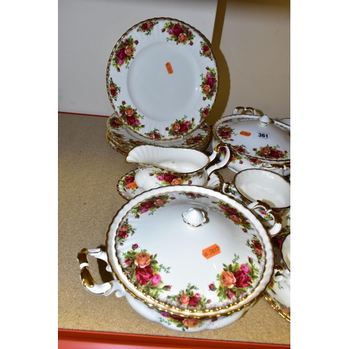 361 - A GROUP OF ROYAL ALBERT DINNERWARE AND COFFEE SET, comprising two lidded tureens, six dinner plates,... 