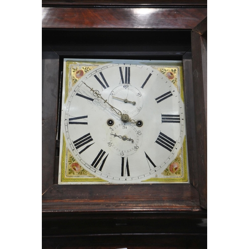 1295 - A GEORGE IV MAHOGANY EIGHT DAY LONGCASE CLOCK, the hood enclosing a painted 13 inch dial, with roman... 