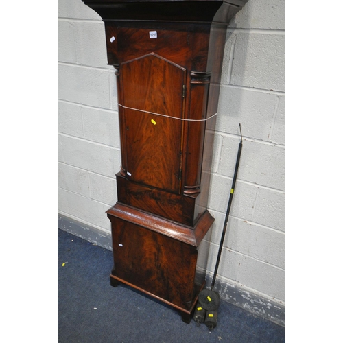 1295 - A GEORGE IV MAHOGANY EIGHT DAY LONGCASE CLOCK, the hood enclosing a painted 13 inch dial, with roman... 