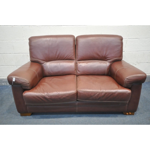 1298 - A BARDI ITALY RED LEATHER TWO SEATER SOFA, length 155cm