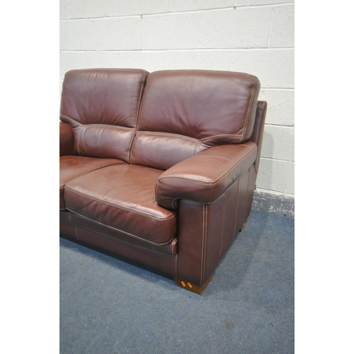 1298 - A BARDI ITALY RED LEATHER TWO SEATER SOFA, length 155cm