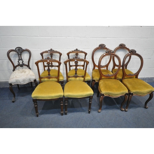 1302 - A SELECTION PERIOD DINING CHAIRS, to include four Victorian balloon back chairs, four 19th century c... 