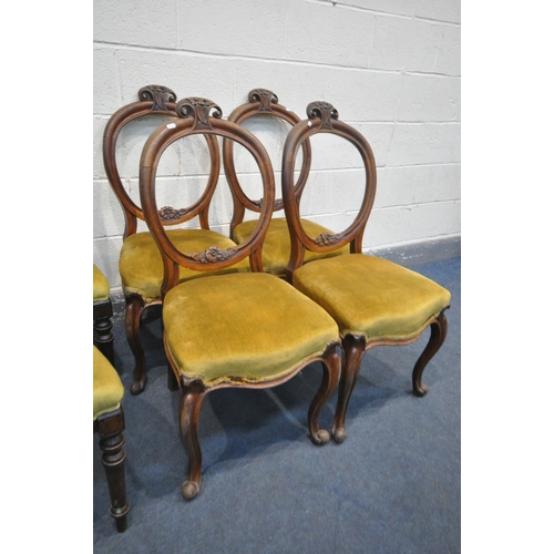 1302 - A SELECTION PERIOD DINING CHAIRS, to include four Victorian balloon back chairs, four 19th century c... 