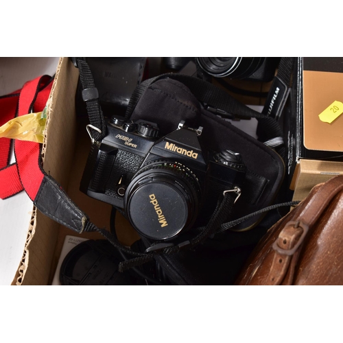 20 - A CASE AND A TRAY CONTAINING A CANON EOS 100 FILM SLR fitted with a EF mk2 28-80mm f3.5 lens, a Sigm... 