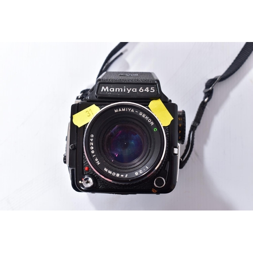 31 - A MAMIYA M645 1000S MEDIUM FORMAT CAMERA fitted with a Sekor C 80mm f2.8 lens ( missing winding hand... 