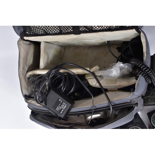 45 - A PADDED CAMERA BAG CONTAINING METZ FLASH EQUIPMENT including two 45CT-4, a 45CT-1, a SCA 300C fitte... 