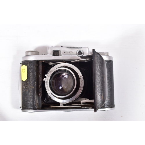 48 - A WRAYFLEX 1 FILM CAMERA fitted with a Wray 50mm f2.8 lens , a Zeiss Ikon Contessa Nettel Picolette,... 