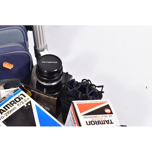 51 - OLYMPUS FILM SLR CAMERAS AND ACCESSORIES comprising of a boxed OM1N body, a boxed OM10 fitted with a... 