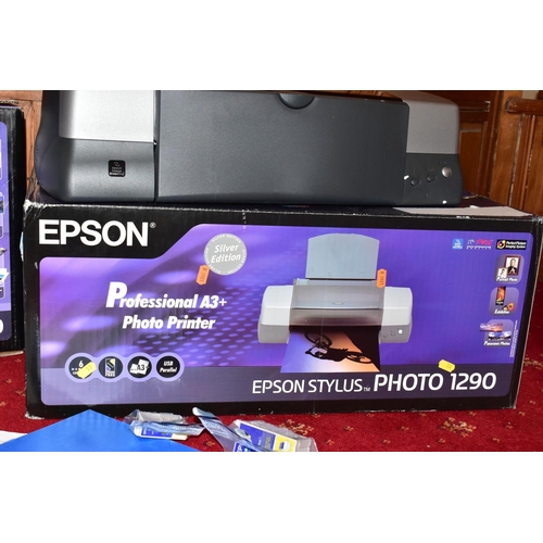 53 - AN EPSON STYLUS PHOTO 1290 PROFESSIONAL A3 PRINTER in box with spare cartridges, manual, disc and an... 