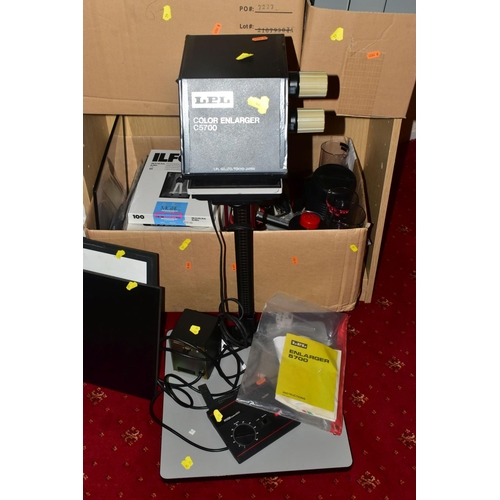 62 - A QUANTITY OF PHOTOGRAPHIC DEVELOPING EQUIPMENT including a LPL C5700 Colour enlarger, Tanks, Measur... 