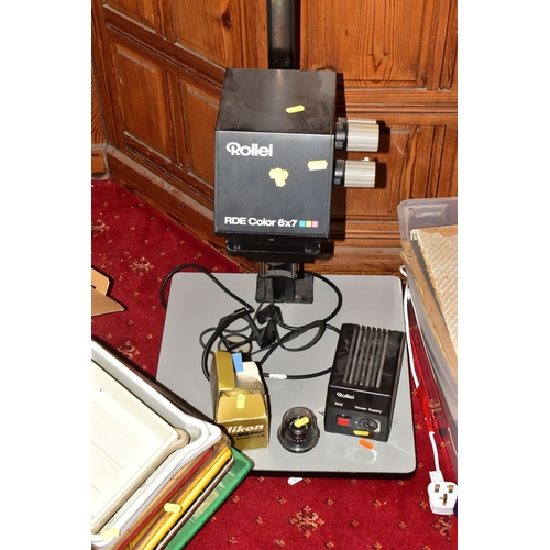 63 - A ROLLEI RDE COLOUR 6X7 COLOUR PHOTOGRAPHIC ENLARGER with Rollei power supply, a Nikon EL 50mm f2.8 ... 