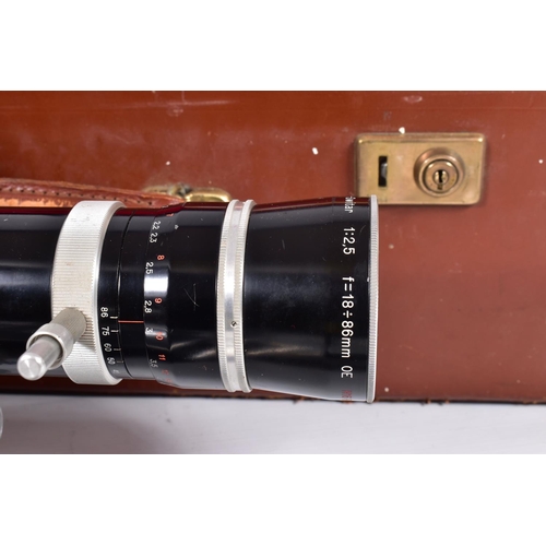 66 - A CASED BOLEX PAILLARD H16 REFLEX CINE CAMERA fitted with a Kern Vario-Switar 18-86mm f 2.5 lens. a ... 