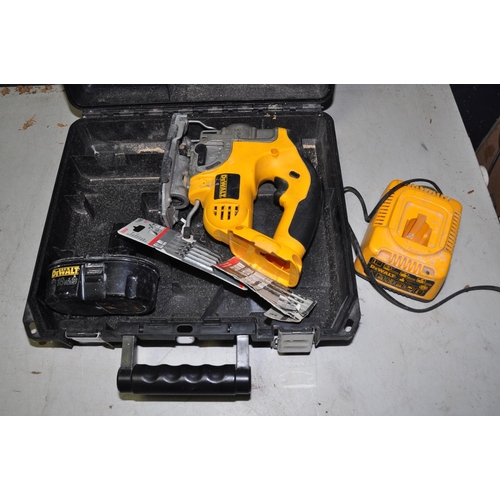 1090 - A DEWALT DC330 JIGSAW in original case with some blades, battery and charger (PAT pass and working)