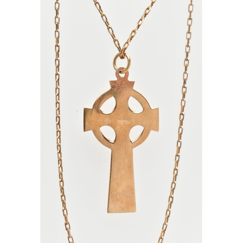 2 - A 9CT GOLD CELTIC CROSS PENDANT AND CHAIN, the textured Celtic cross hallmarked Birmingham, fitted w... 