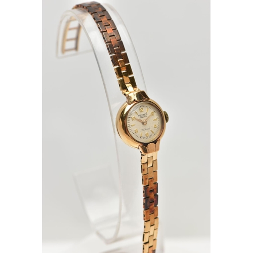 20 - A LADIES 9CT GOLD 'ROTARY' WRISTWATCH, manual wind, round gold dial signed 'Rotary maximus, 21 jewel... 