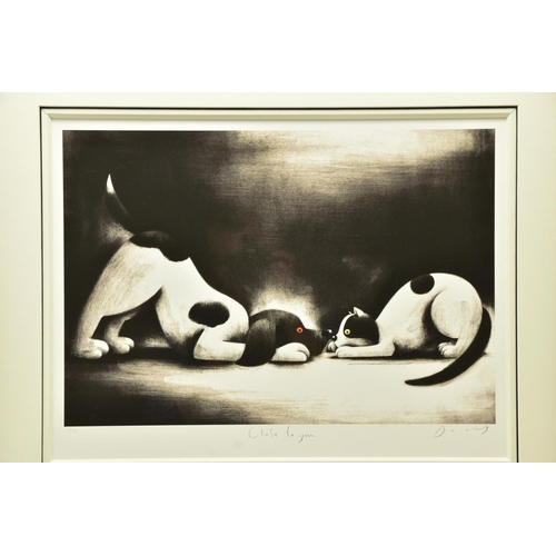 314 - DOUG HYDE (BRITISH 1972) 'CLOSE TO YOU', a signed limited edition print depicting a cat and dog nose... 