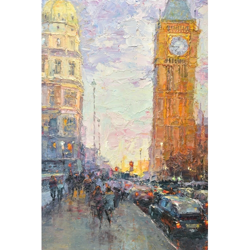 328 - LANA OKIRO (UKRAINE CONTEMPORARY) 'AFTER THE RAIN, WESTMINSTER', an impressionist style London citys... 