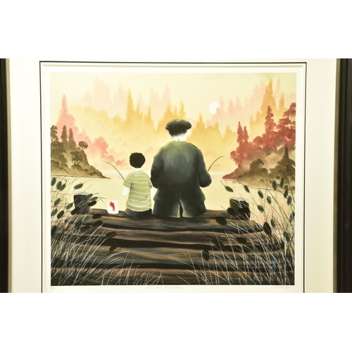 335 - MACKENZIE THORPE (BRITISH 1956) 'ALL OUR YESTERDAYS' two figures fishing, signed limited edition pri... 