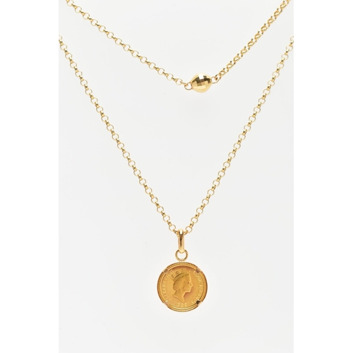 34 - AN 18CT GOLD CHAIN NECKLACE, a fine trace chain, fitted with an additional part chain to appear as a... 