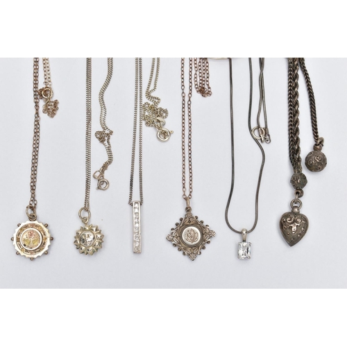 47 - A SELECTION OF SILVER AND WHITE METAL JEWELLERY, to include a silver Victorian pendant of a circular... 