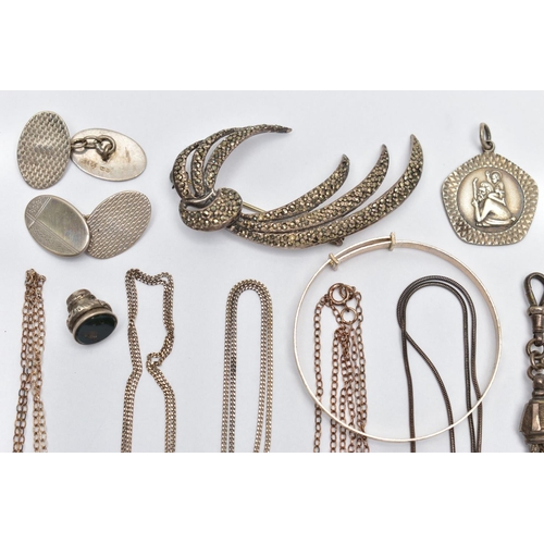 47 - A SELECTION OF SILVER AND WHITE METAL JEWELLERY, to include a silver Victorian pendant of a circular... 