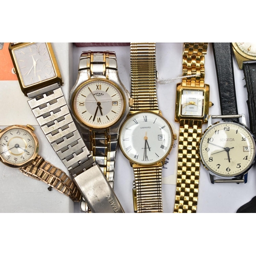 55 - A SELECTION OF GENTLEMENS WATCHES, to include a Garrad quartz gold plated stainless steel wristwatch... 