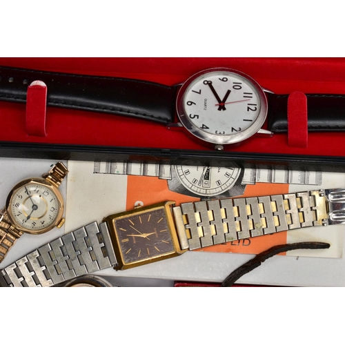 55 - A SELECTION OF GENTLEMENS WATCHES, to include a Garrad quartz gold plated stainless steel wristwatch... 