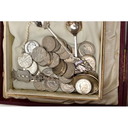 63 - AN ASSORTMENT OF SILVER AND CUTLERY, to include a fish knife hallmarked 'Joseph Rodgers & Sons' star... 