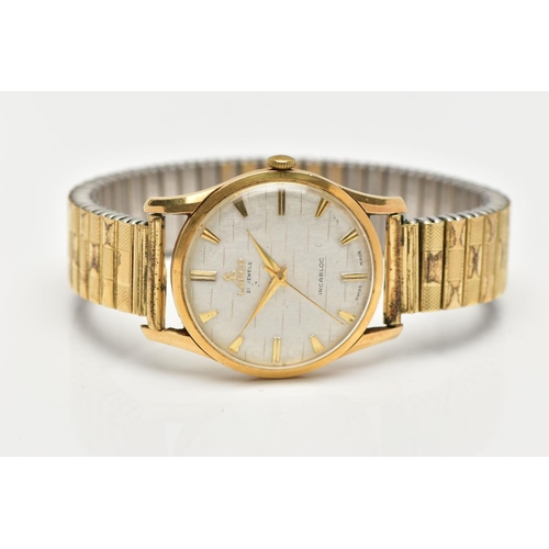 7 - AN 18CT GOLD LANCO WRISTWATCH, hand wound movement, round silver tone dial signed Lanco 21 jewel... 