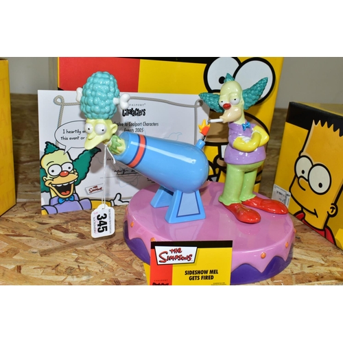 345 - THREE BOXED LIMITED EDITION COALPORT CHARACTERS 'THE SIMPSONS' FIGURE GROUPS, comprising two 'Side S... 