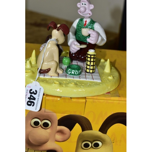 346 - TWO BOXED COALPORT CHARACTERS 'WALLACE & GROMIT' FIGURE GROUPS, comprising limited edition 'Picnic o... 