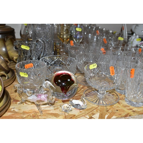 349 - A QUANTITY OF ASSORTED GLASSWARE, including a limited edition Caithness 'Space Rose' paperweight no.... 