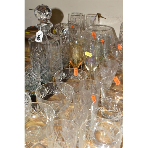 349 - A QUANTITY OF ASSORTED GLASSWARE, including a limited edition Caithness 'Space Rose' paperweight no.... 