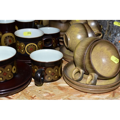 350 - A SMALL QUANTITY OF DENBY ARABESQUE PATTERN TEA, COFFEE AND DINNER WARES AND OTHER DENBY TEA AND DIN... 