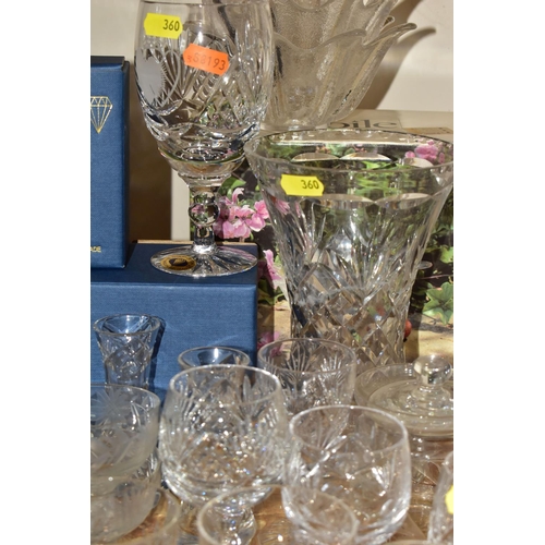 360 - A COLLECTION OF BOXED AND LOOSE CUT GLASSWARE, including individually boxed liqueur glasses by Webb ... 