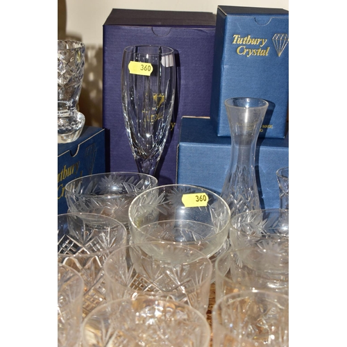 360 - A COLLECTION OF BOXED AND LOOSE CUT GLASSWARE, including individually boxed liqueur glasses by Webb ... 