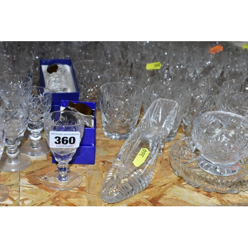 360 - A COLLECTION OF BOXED AND LOOSE CUT GLASSWARE, including individually boxed liqueur glasses by Webb ... 