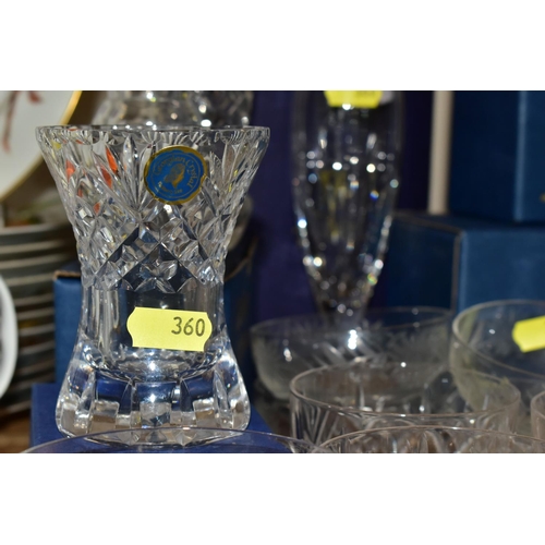 360 - A COLLECTION OF BOXED AND LOOSE CUT GLASSWARE, including individually boxed liqueur glasses by Webb ... 