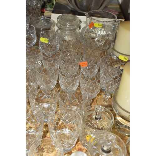 360 - A COLLECTION OF BOXED AND LOOSE CUT GLASSWARE, including individually boxed liqueur glasses by Webb ... 