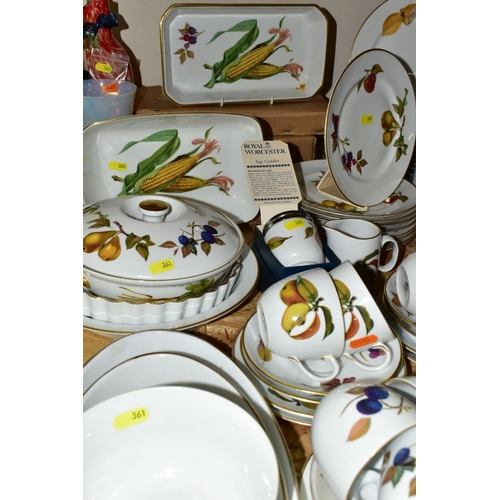 361 - A QUANTITY OF ROYAL WORCESTER EVESHAM DINNER WARES, including a side handle infuser / drip teapot wi... 