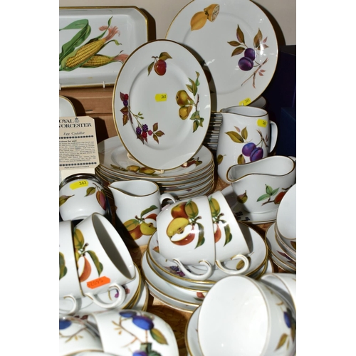 361 - A QUANTITY OF ROYAL WORCESTER EVESHAM DINNER WARES, including a side handle infuser / drip teapot wi... 