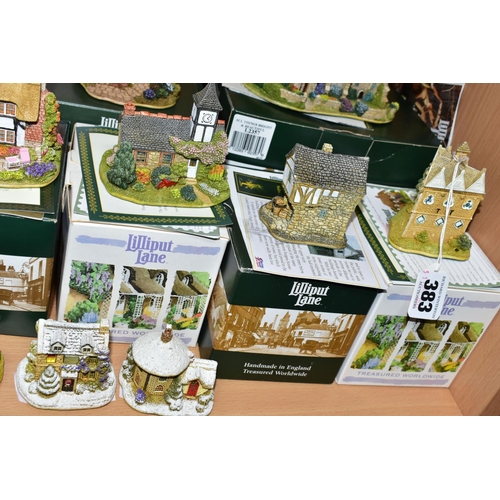 383 - NINE BOXED LILLIPUT LANE BUILDINGS AND NINE OTHERS UNBOXED, the boxed comprising British Collection ... 