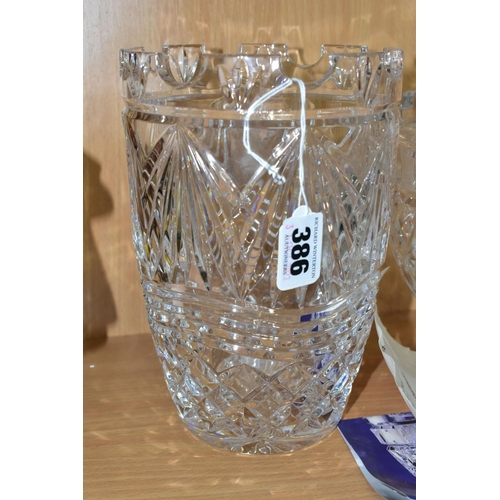 386 - A WATERFORD CRYSTAL FOR DANBURY MINT 'THE PRINCE ALBERT BOWL' AND TWO WATERFORD CRYSTAL VASES, the b... 