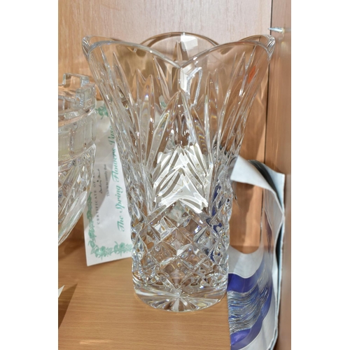 386 - A WATERFORD CRYSTAL FOR DANBURY MINT 'THE PRINCE ALBERT BOWL' AND TWO WATERFORD CRYSTAL VASES, the b... 