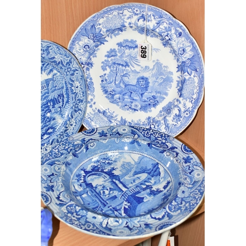 389 - A COPELAND & GARRETT (LATE SPODE) BLUE AND WHITE PLATE PRINTED IN THE AESOP'S FABLES SERIES 'THE FOX... 