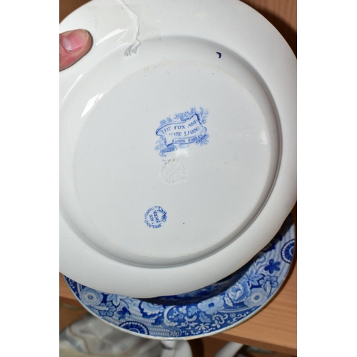 389 - A COPELAND & GARRETT (LATE SPODE) BLUE AND WHITE PLATE PRINTED IN THE AESOP'S FABLES SERIES 'THE FOX... 