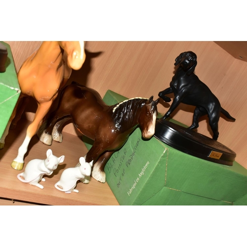 406 - A GROUP OF BESWICK ANIMAL FIGURES, comprising a palomino Large Racehorse model no 1564, height 28cm ... 