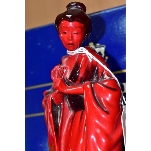 408 - A BOXED ROYAL DOULTON FLAMBÉ 'THE GEISHA' FIGURINE, HN3229, made exclusively for the Collectors Club... 